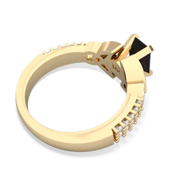 Onyx Celtic Knot 7X5 Emerald-Cut Engagement 14K Yellow Gold ring R26447EM