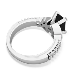 Onyx Celtic Knot 8X6 Emerald-Cut Engagement 14K White Gold ring R26448EM
