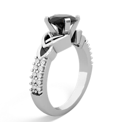 Onyx Celtic Knot 8X6 Oval Engagement 14K White Gold ring R26448VL