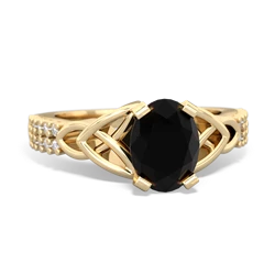Onyx Celtic Knot 8X6 Oval Engagement 14K Yellow Gold ring R26448VL