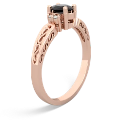Onyx Filligree Scroll Oval 14K Rose Gold ring R0812