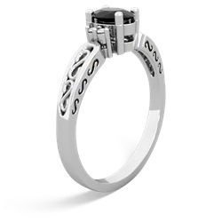 Onyx Filligree Scroll Oval 14K White Gold ring R0812