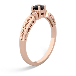 Onyx Filligree Scroll Round 14K Rose Gold ring R0829
