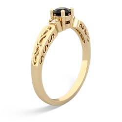 Onyx Filligree Scroll Round 14K Yellow Gold ring R0829