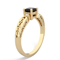 Onyx Filligree Scroll Square 14K Yellow Gold ring R2430