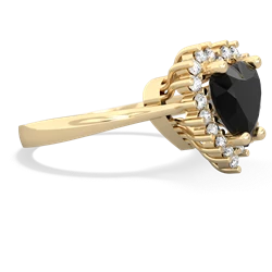 Onyx Sparkling Halo Heart 14K Yellow Gold ring R0391