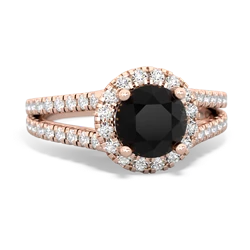 Onyx Pave Halo 14K Rose Gold ring R5490