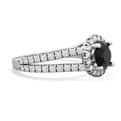 Onyx Pave Halo 14K White Gold ring R5490