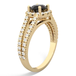 Onyx Pave Halo 14K Yellow Gold ring R5490