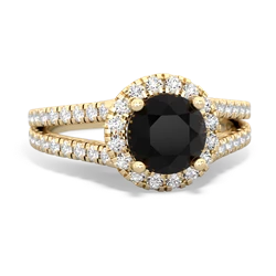 Onyx Pave Halo 14K Yellow Gold ring R5490