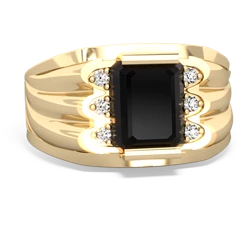 Onyx Men's 9X7mm Emerald-Cut 14K Yellow Gold ring R1835