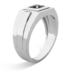Onyx Men's Squared Circle 14K White Gold ring R0480