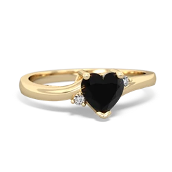 Onyx Delicate Heart 14K Yellow Gold ring R0203