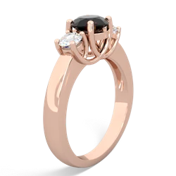 Onyx Diamond Three Stone Round Trellis 14K Rose Gold ring R4018