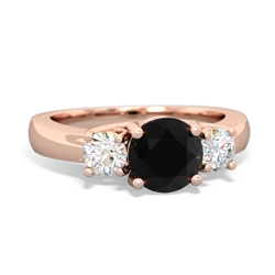 Onyx Diamond Three Stone Round Trellis 14K Rose Gold ring R4018