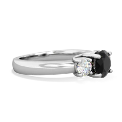 Onyx Diamond Three Stone Round Trellis 14K White Gold ring R4018
