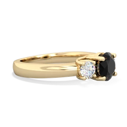 Onyx Diamond Three Stone Round Trellis 14K Yellow Gold ring R4018