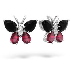 Onyx Butterfly 14K White Gold earrings E2215