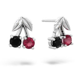 Onyx Sweet Cherries 14K White Gold earrings E7001