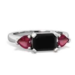 Onyx Three Stone 14K White Gold ring R5235