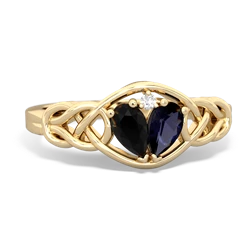 Onyx Celtic Love Knot 14K Yellow Gold ring R5420