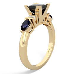 Onyx 6Mm Princess Eternal Embrace Engagement 14K Yellow Gold ring C2002