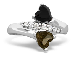 Onyx Heart To Heart 14K White Gold ring R2064