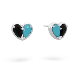 Onyx 'Our Heart' 14K White Gold earrings E5072