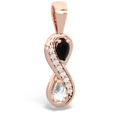 Onyx Diamond Infinity 14K Rose Gold pendant P5390