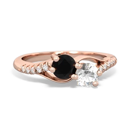 Onyx Infinity Pave Two Stone 14K Rose Gold ring R5285