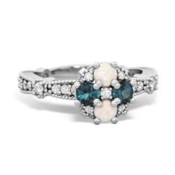 Opal Sparkling Tiara Cluster 14K White Gold ring R26293RD