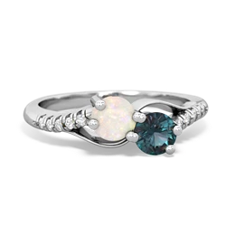 Opal Infinity Pave Two Stone 14K White Gold ring R5285