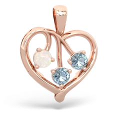 Opal Glowing Heart 14K Rose Gold pendant P2233