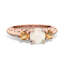 Opal Art Deco Eternal Embrace Engagement 14K Rose Gold ring C2003