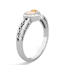 Opal Filligree 'One Heart' 14K White Gold ring R5070