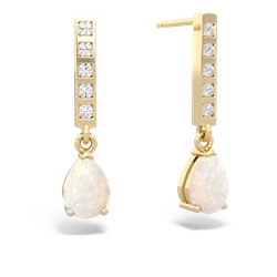 Opal Art Deco Diamond Drop 14K Yellow Gold earrings E5324