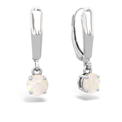 Opal 5Mm Round Lever Back 14K White Gold earrings E2785