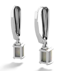 Opal 6X4mm Emerald-Cut Lever Back 14K White Gold earrings E2855