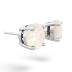 Opal 8Mm Round Stud 14K White Gold earrings E1788