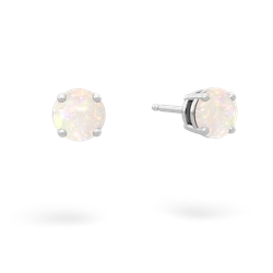 Opal 5Mm Round Stud 14K White Gold earrings E1785