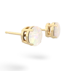 Opal 6Mm Round Stud 14K Yellow Gold earrings E1786