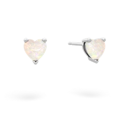 Opal 5Mm Heart Stud 14K White Gold earrings E1861