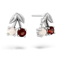 Opal Sweet Cherries 14K White Gold earrings E7001