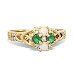 Opal Celtic Knot Cluster Engagement 14K Yellow Gold ring R26443RD