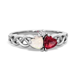 Opal Heart To Heart Braid 14K White Gold ring R5870