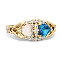 Opal Sparkling Celtic Knot 14K Yellow Gold ring R2645