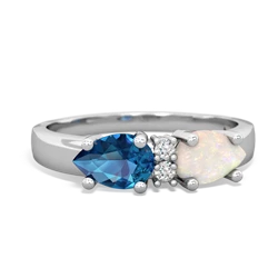 Opal Pear Bowtie 14K White Gold ring R0865