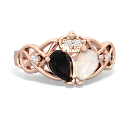 Opal 'One Heart' Celtic Knot Claddagh 14K Rose Gold ring R5322