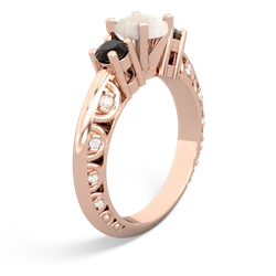 Opal Art Deco Eternal Embrace Engagement 14K Rose Gold ring C2003