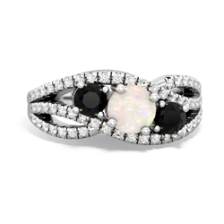 Opal Three Stone Aurora 14K White Gold ring R3080